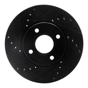 Ford Focus Brake Rotor (1) - Front Left - R1 Concepts - Drilled & Slotted - Black - `05-`12